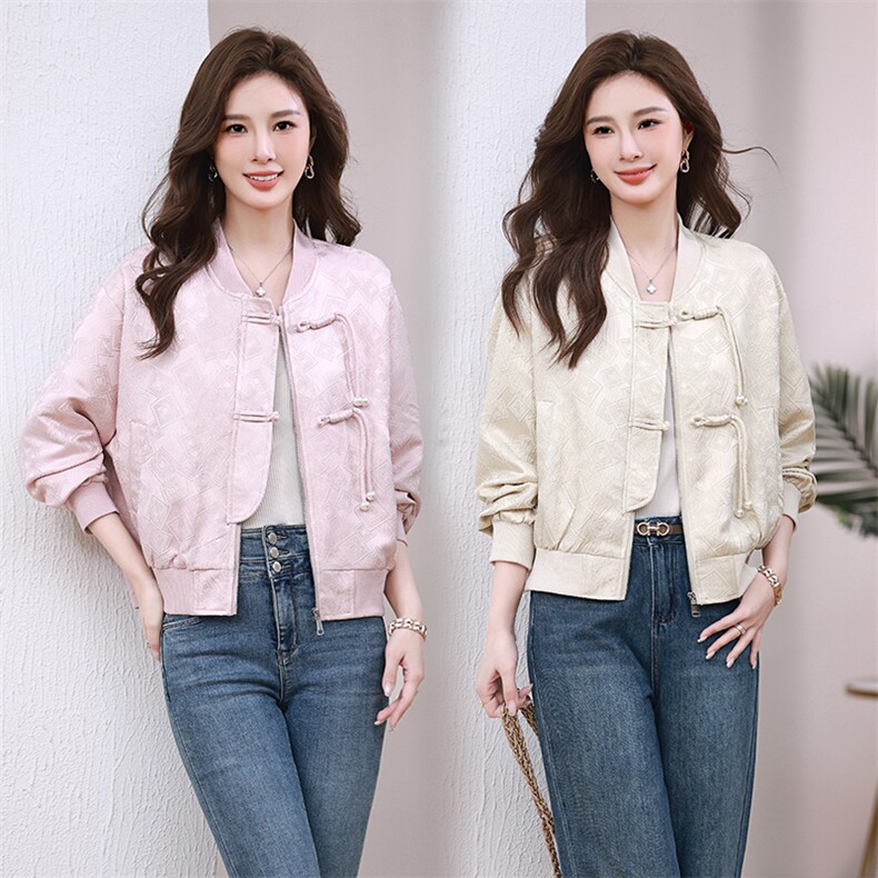 2025春棒球服短外套新中式唐装汉服盘扣外套,女装短外套,3200格调