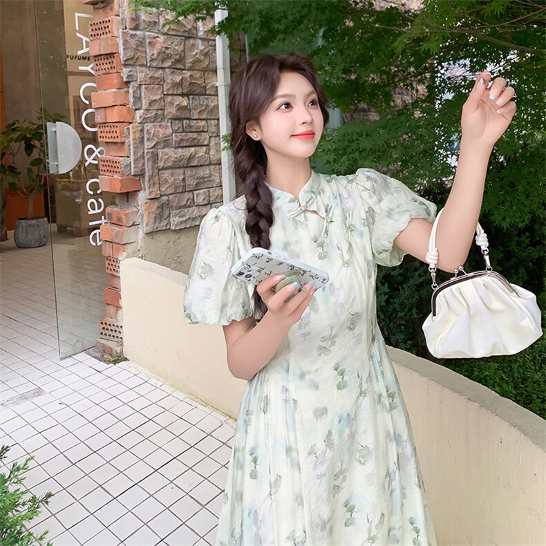 法式高腰A字碎花连衣裙女夏季2025新款爆款超好看高级感气质长裙图片