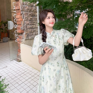 法式高腰A字碎花连衣裙女夏季2025新款爆款超好看高级感气质长裙图片
