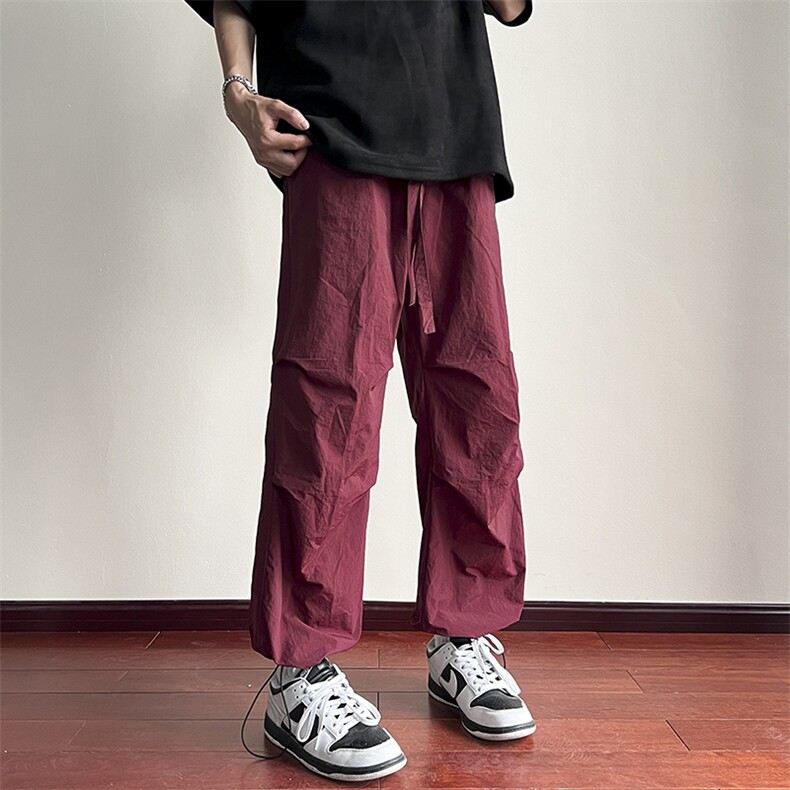 抖音品质-宽松休闲港风速干运动裤垂感褶皱212-2-PJ07-P45,男装休闲裤,星座808A-1