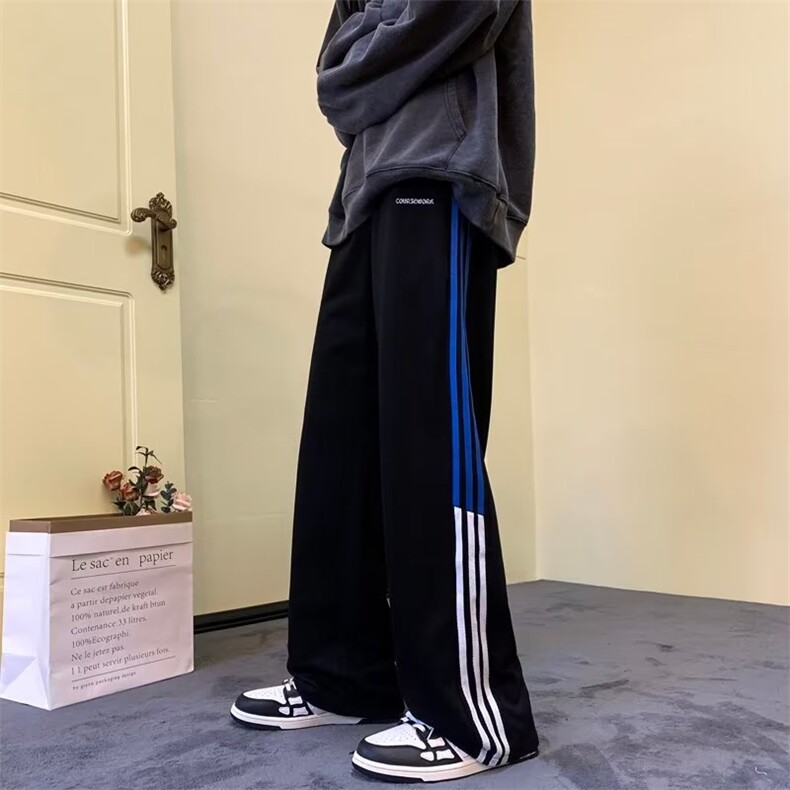 休闲裤男韩版潮流条纹2023秋冬季新款ins宽松百搭长裤K2833-P31，男装休闲裤，星座412