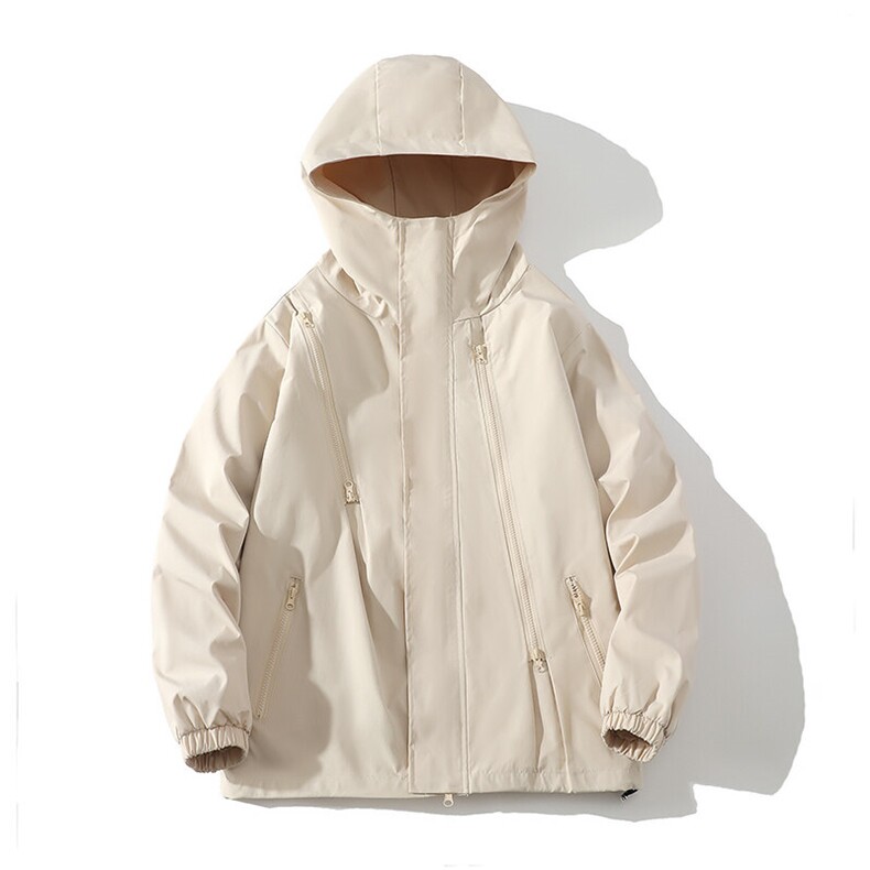 春季户外冲锋衣男宽松男士连帽外套防水夹克大码A266-JK8018-P45，男装夹克，电商A266