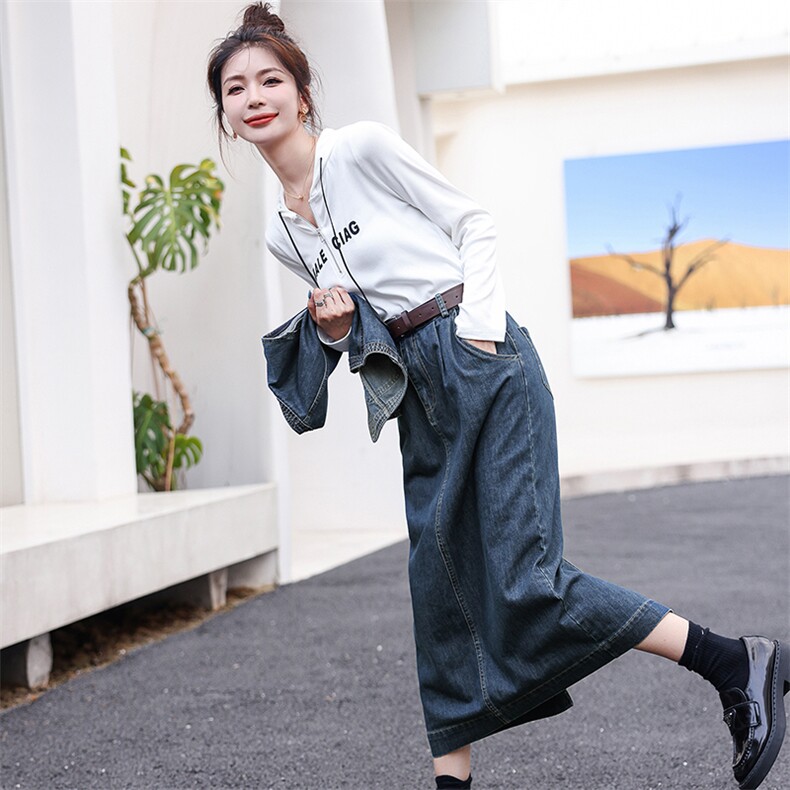 洋气减龄套装裙女2025春装新款牛仔马甲半身裙卫衣三件套时髦穿搭,女装套装/套裙,钱塘布衣