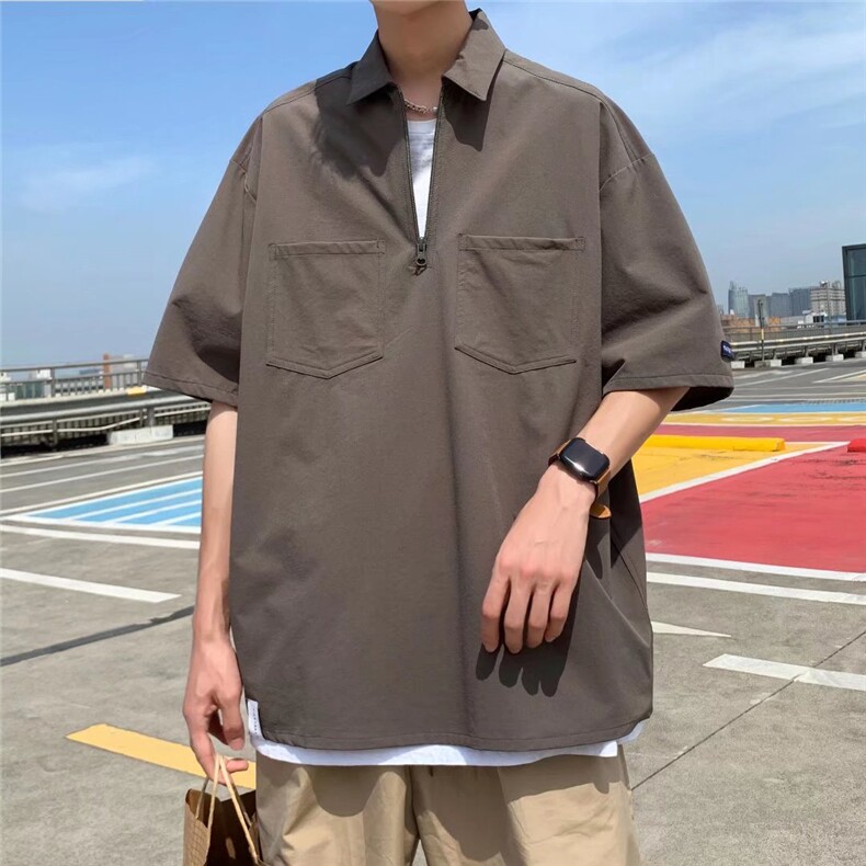 2023年夏季男生休闲大码宽松日系风格工装POLO衫冰丝弹力C613P32,男装Polo衫,星座1116-2