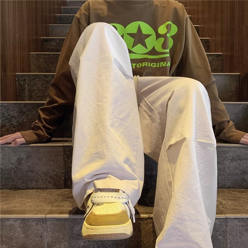 运动穿搭多巴胺穿搭工装裤裤秋季美式降落伞裤高腰速干阔腿裤,男装工装外套,星座1013