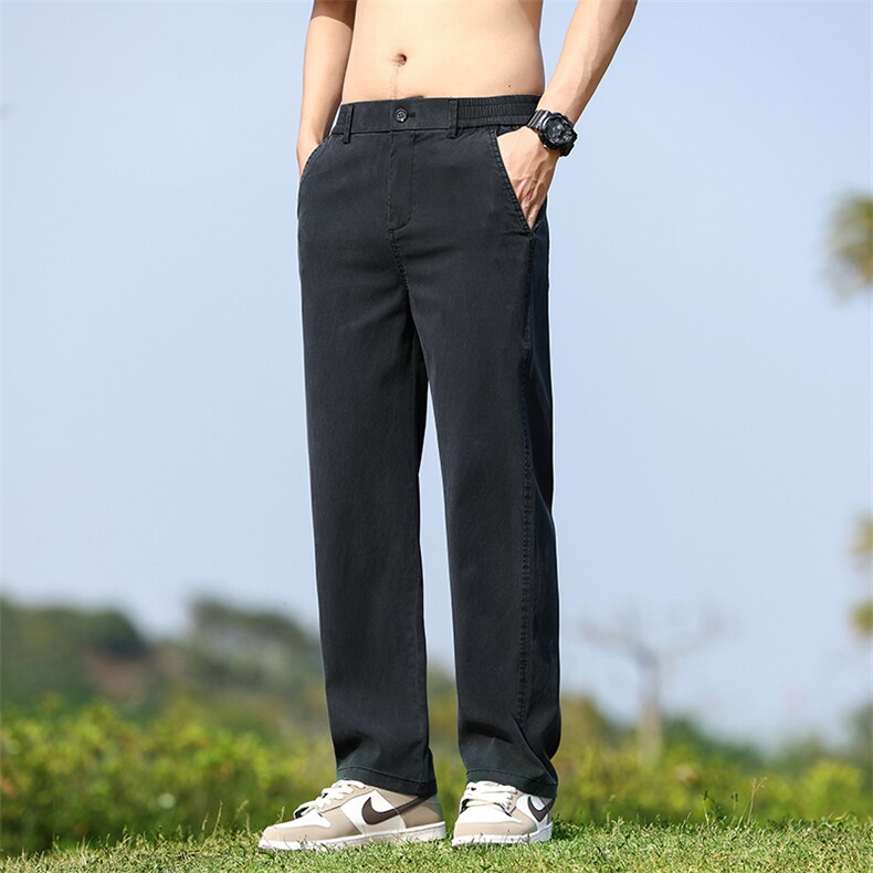 1046天丝休闲裤男士夏季薄款宽松直筒阔腿长裤冰丝透气运动裤子男,男装休闲裤,星座224-3