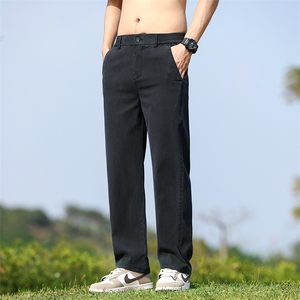 1046天丝休闲裤男士夏季薄款宽松直筒阔腿长裤冰丝透气运动裤子男图片