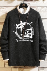 M19134-P45加绒款-P65加厚加绒毛衣男大码毛线衣男针织衫砖墙，男装针织衫/毛衣，电商A040A