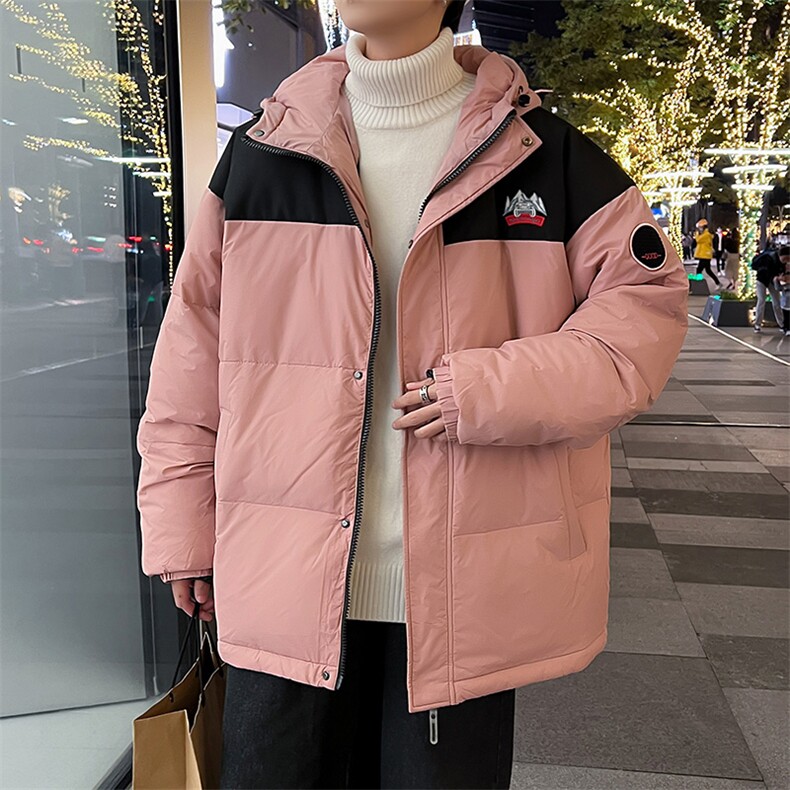 潮牌港风卡通面包服立领宽松轻薄得物白鸭绒羽绒服外套情侣,男装羽绒服,星座301D-4(原星座1004-4）