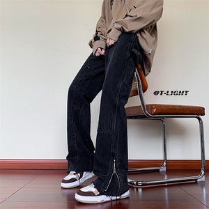 B221 秋冬新款美式ins高街小众铆钉拉链牛仔裤 LK22076-P65 控88图片