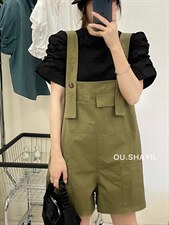 水洗背带短裤，其它，晶晶