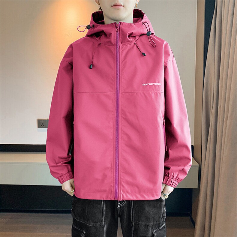 冲锋衣连帽夹克男宽松落肩纯色上衣外套DSA157B-JK727-P58,男装夹克,电商A157B