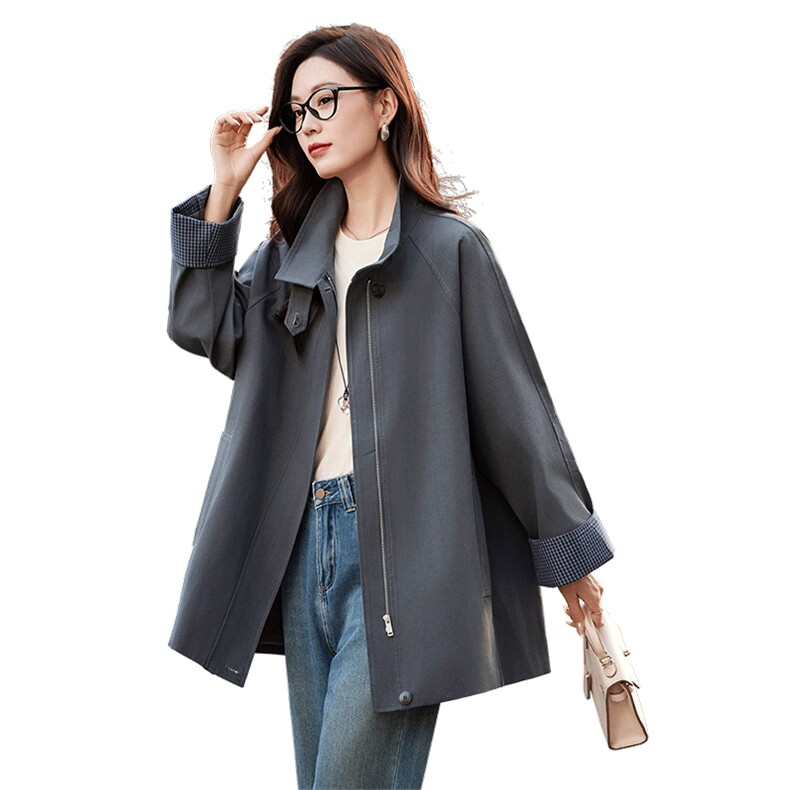 时尚拼接格子风衣外套女2025秋季新款洋气减龄巨好看中长款大衣女,女装风衣,靓衣阁
