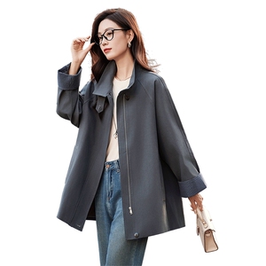 时尚拼接格子风衣外套女2025秋季新款洋气减龄巨好看中长款大衣女图片
