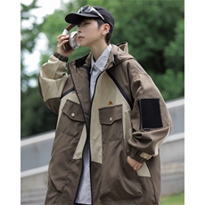 A711-P70秋季宽松户外机能工装冲锋衣港版潮流拼色连帽夹克男，男装夹克，星座512-6