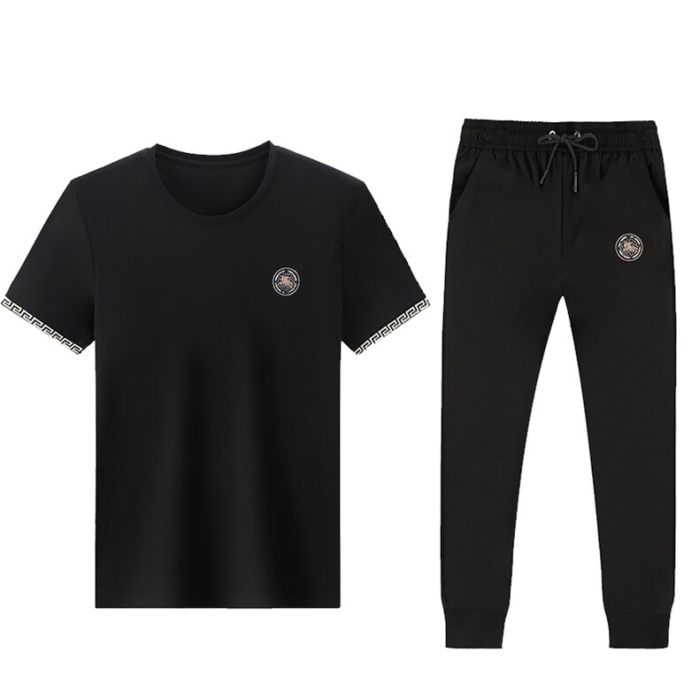 HP530夏季男式短袖长裤透气两件套运动休闲圆领修身t恤套装P130，男装休闲套装，电商B360