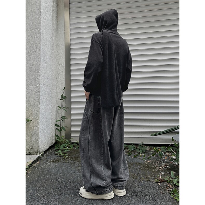 落肩袖慵懒风街头氛围感卫衣日系连帽松弛感时髦上衣HY856P55控88,男装卫衣,电商A102B