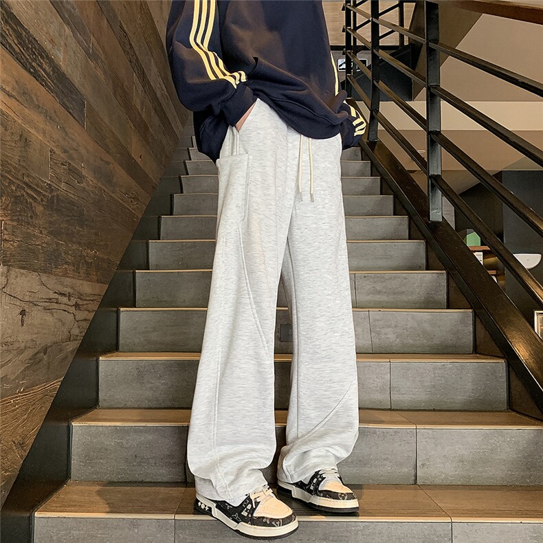 复古cleanfit裤子男秋季美式潮牌垂感褶皱休闲长裤,男装休闲裤,星座716-3