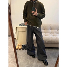 美式羊毛混纺亨利领毛衣男秋冬季高级感休闲简约针织衫SWD86，男装针织衫/毛衣，星座516A