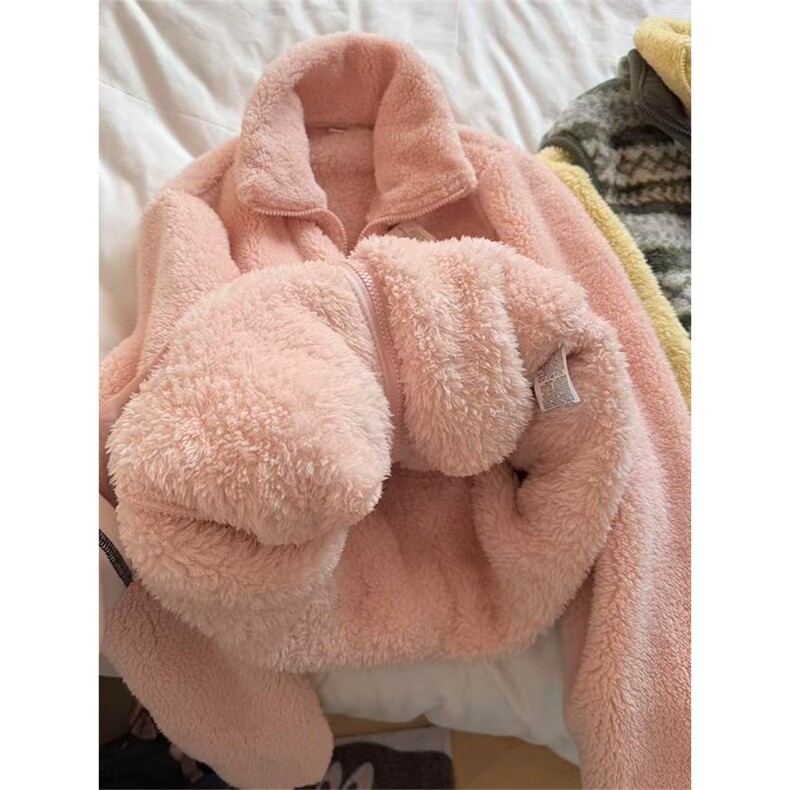高品纯色厚实拉链茄克长绒保暖显瘦立领摇粒绒外套男女A1194-P40,男装棉衣,星座1505