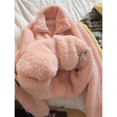 高品纯色厚实拉链茄克长绒保暖显瘦立领摇粒绒外套男女A1194-P40，男装棉衣，星座1505