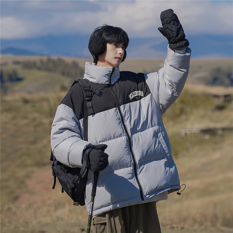 新疆山系港风冬季字母印花宽松立领棉服A247-MY1254特批85控138,男装棉衣,电商A247