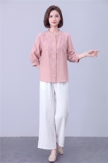 衬衫女复古刺绣轻薄上衣，女装衬衫，曼沙奕珂