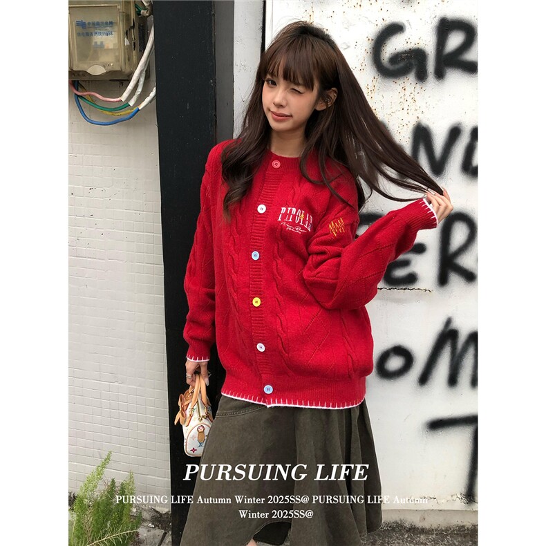 1506A/G65690/P59韩系复古圆领针织开衫女秋冬穿搭,男装卫衣,星座1506A
