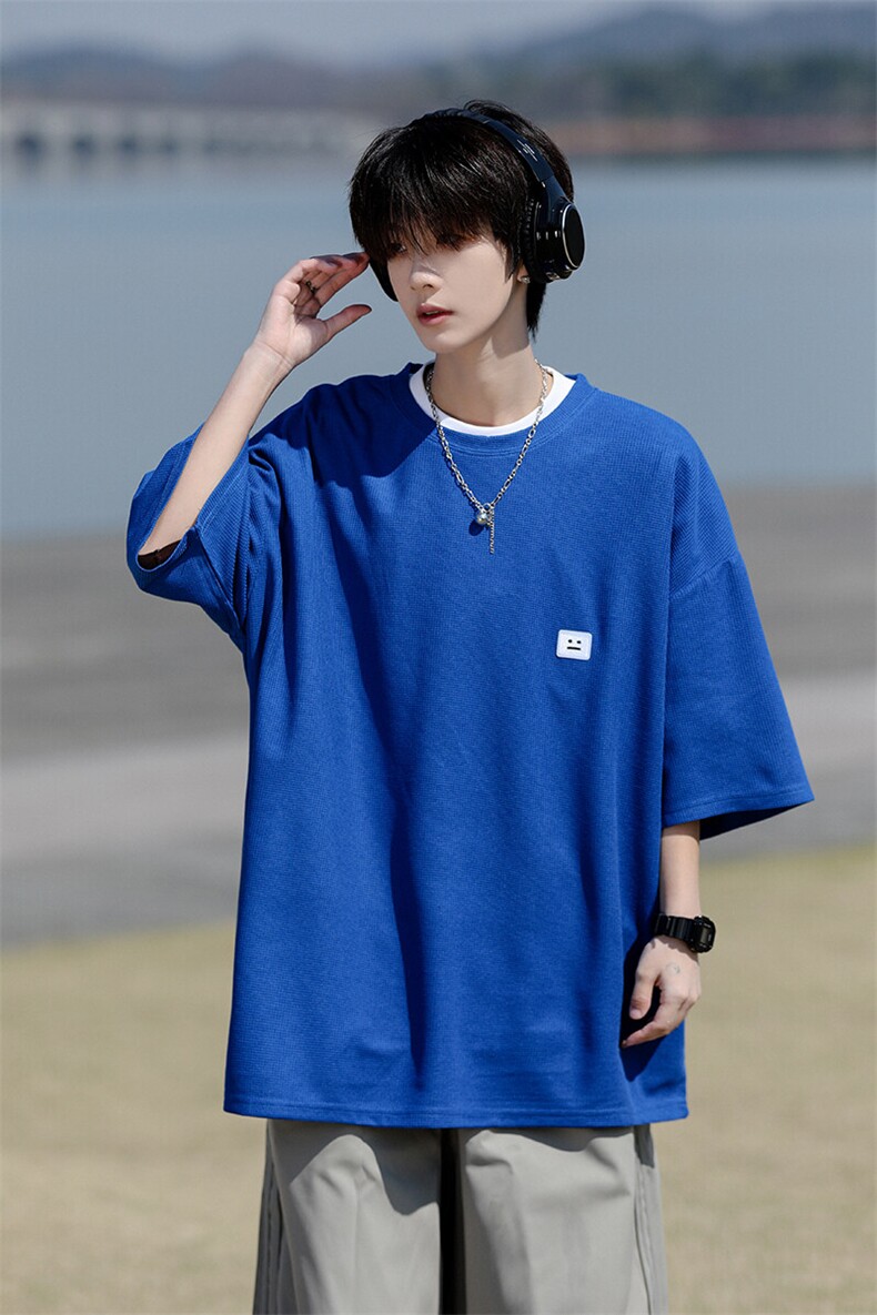 8XL-M重磅！特大码T潮牌上衣男中性华夫格短袖T恤DX304P25控39,男装T恤,电商D206-1