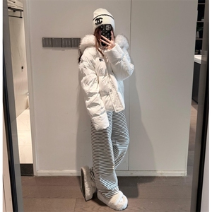 可拆卸毛领冬季羽绒棉服潮牌情侣美式加厚外套棉衣2568P108网图图片