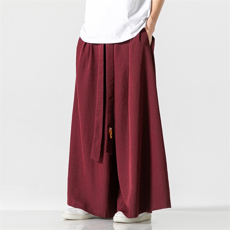 夏大码风休闲宽松阔腿长裤黑色汉服哈伦裤唐装宋裤K332/P85,男装民族服装,钱塘713