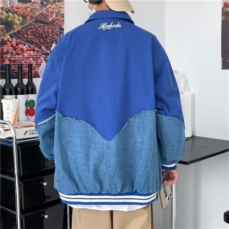 2025春季潮牌拼接牛仔夹克男高街嘻哈复古刺绣外套JK8516/P44,男装夹克,星座506