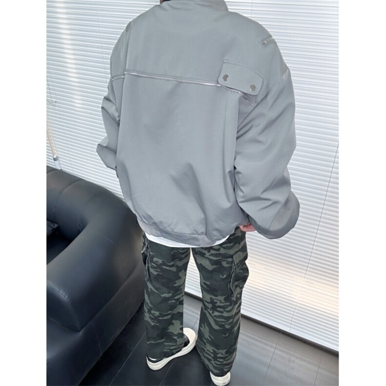 现货灰色三防面料夹棉棉服拉链多功能棉衣潮男JMF33-特p100,男装棉衣,星座910A