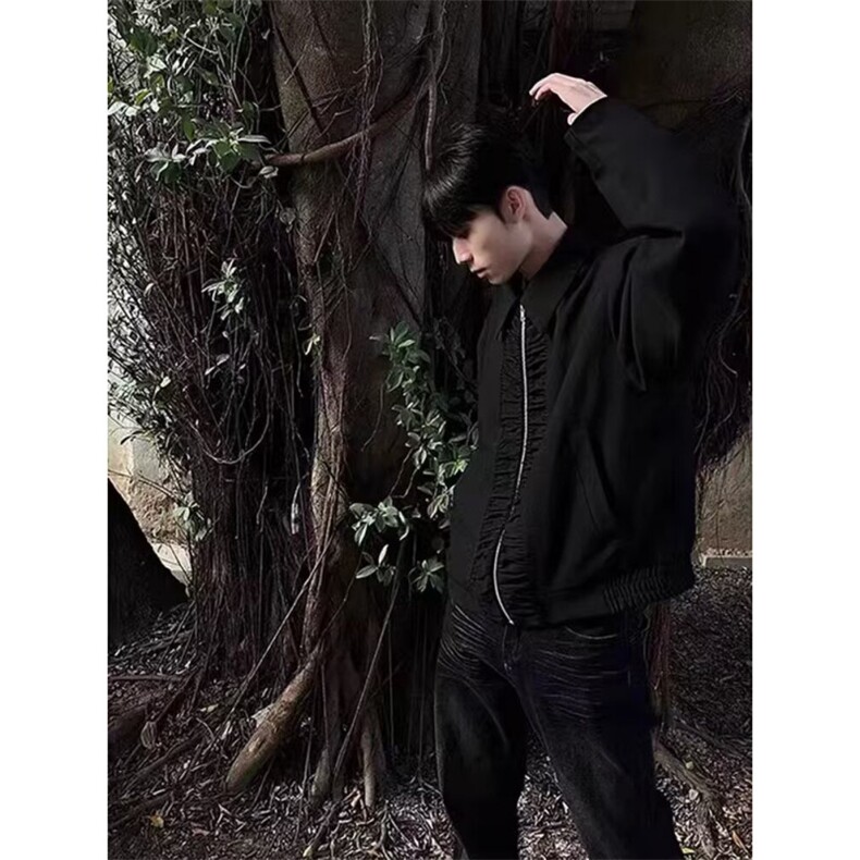 复古宫廷风工装外套男女美式褶皱设计感休闲廓形夹克潮，男装夹克，星座506A