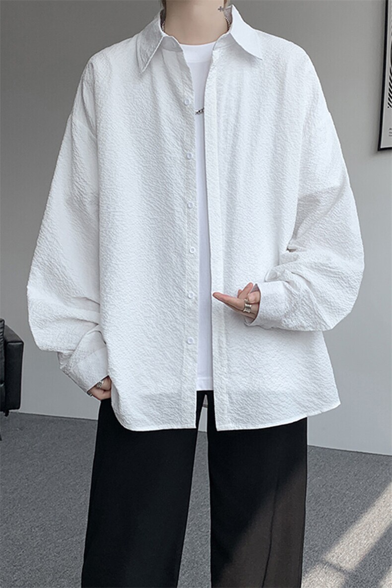 8XL-M泡泡纱盐缩肌理长袖衬衫男夏季冰丝外套防晒衬衣CS29007P40,男装衬衫,电商B312