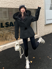 现货现货！2025冬新工装防风保暖收腰超大狐狸毛领白鸭绒羽绒服女，女装羽绒服，时尚风爆