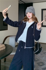 韩系休闲运动卫衣套装女2025秋季新款学院风时髦显瘦阔腿裤两件套，女装套装/套裙，2C218