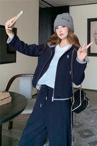 韩系休闲运动卫衣套装女2025秋季新款学院风时髦显瘦阔腿裤两件套图片