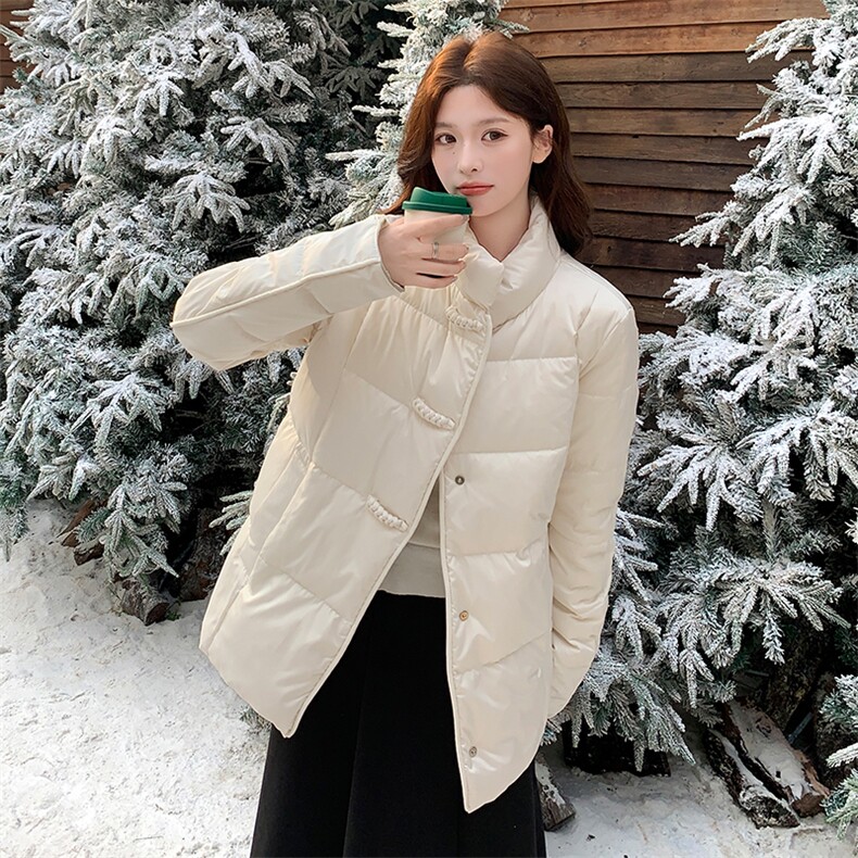 短款立领拼接袖简中式一手长加厚羽绒服女宽松保暖外套,女装羽绒服,衣秀之家