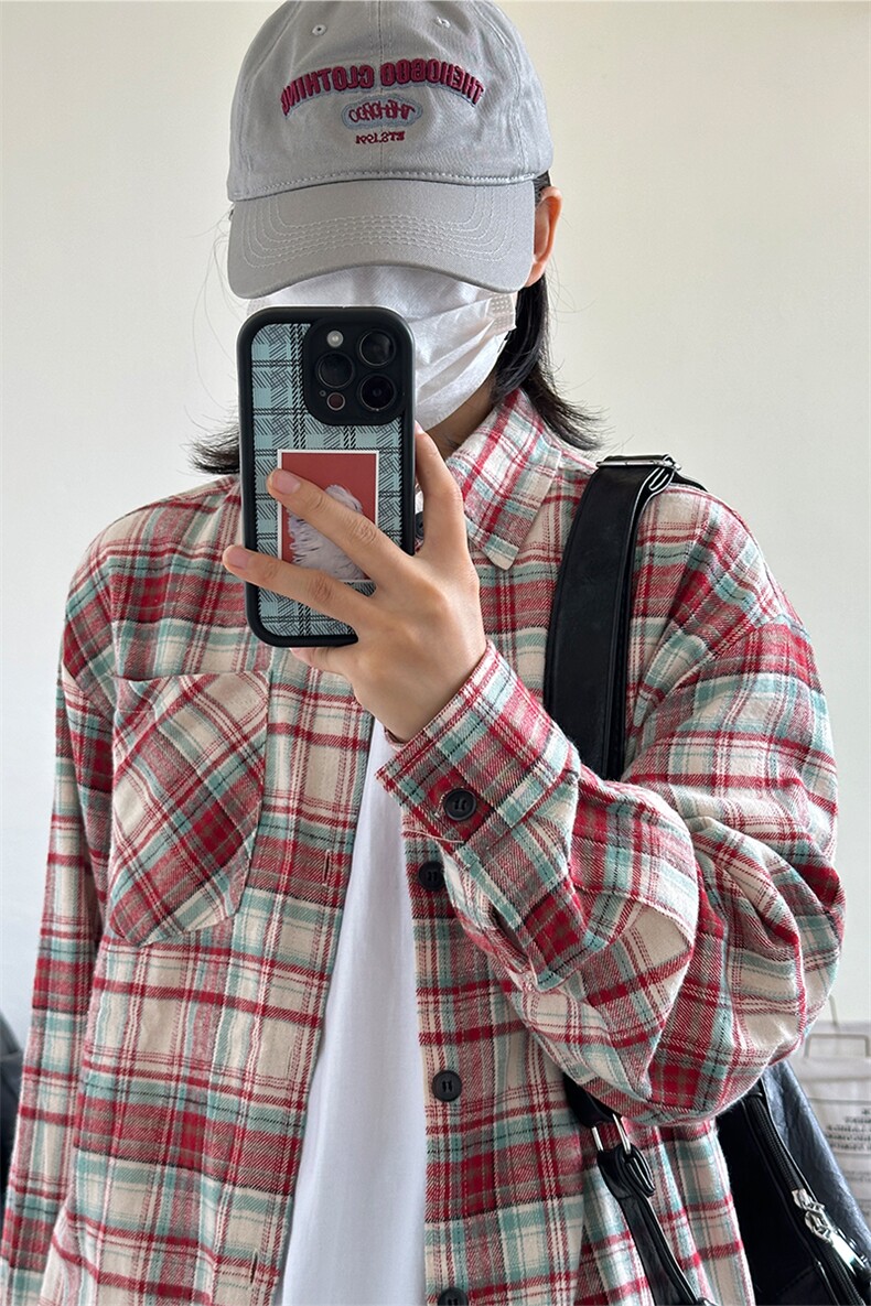 棉磨毛格子长袖休闲纯棉抖音高品质衬衫男CS024-P45,男装衬衫,星座301C-5