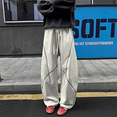 新款撞色哈苏线防泼水防风户外运动大码弯刀裤男K24105-特P25控58，男装休闲裤，电商A001