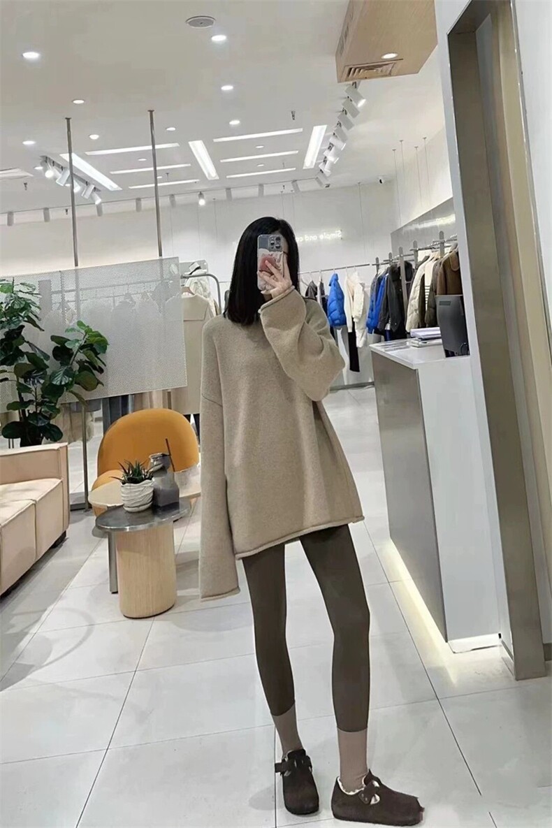 秋冬季新款舒适时尚百搭圆领中长款羊毛衫,女装羊毛衫,莺澜羊绒