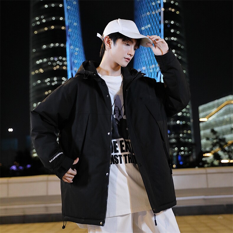 拼色冲锋衣韩版男士情侣光板连帽校服羽绒服白鸭绒外套,男装羽绒服,星座301D-5(原星座1415）