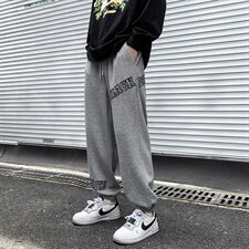 2024秋冬新款港风撞色字母印花宽松束脚休闲裤运动裤K231-P45，男装休闲裤，星座914-3