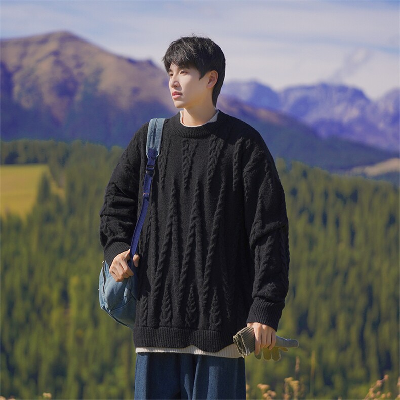 B299-M838假两件针织慵懒日系港风毛衣P63X98（大货已入仓），男装针织衫/毛衣，电商B299-1