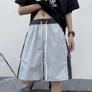 休闲短裤男韩版潮流拼色字母个性帅2023夏新款ins五分裤K4061-P32图片