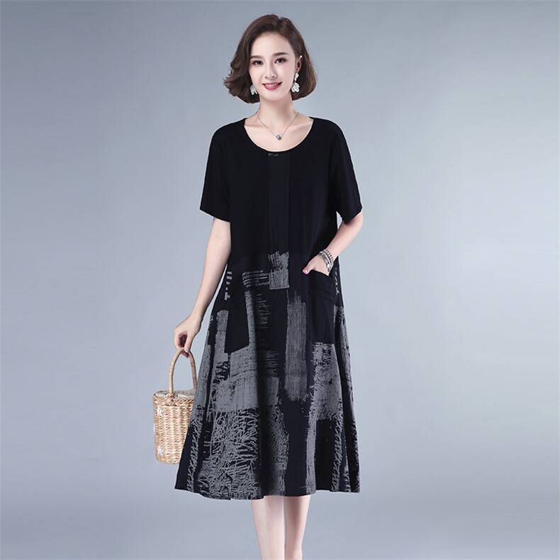 2021夏款新款拼接大码女装裙252款,女装连衣裙,秋牧寒烟
