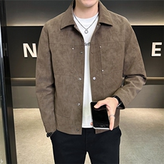 春季2026新款男士外套翻领高端麂皮夹克上衣服A313-5889-P145，男装夹克，电商A313