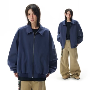 美式bomber飞行夹克男女春秋潮牌cleanfit外套翻领短款工装棒球服