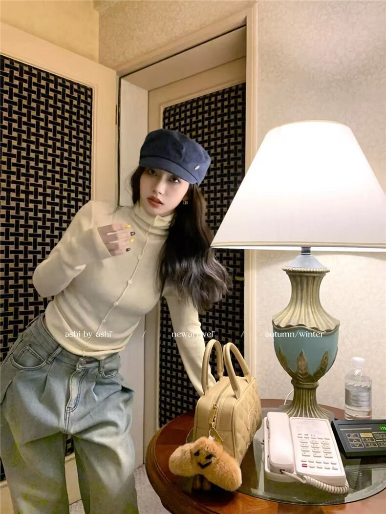 2025年秋季时尚百搭休闲高领打底衫，女装针织衫/毛衣，羿纯羊绒